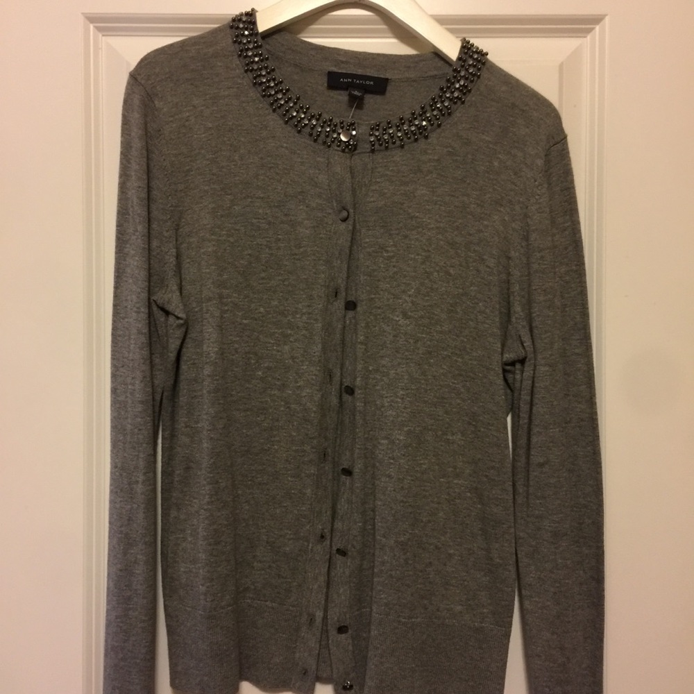 NWT - Ann Taylor Cardigan - Embellished Collar